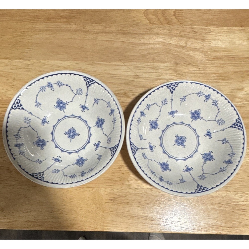 Franciscan Denmark Ironstone Cereal Bowls, Blue/White Floral, 7 in, Set of 2